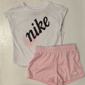 Nike White Tee and Pink Shorts Set